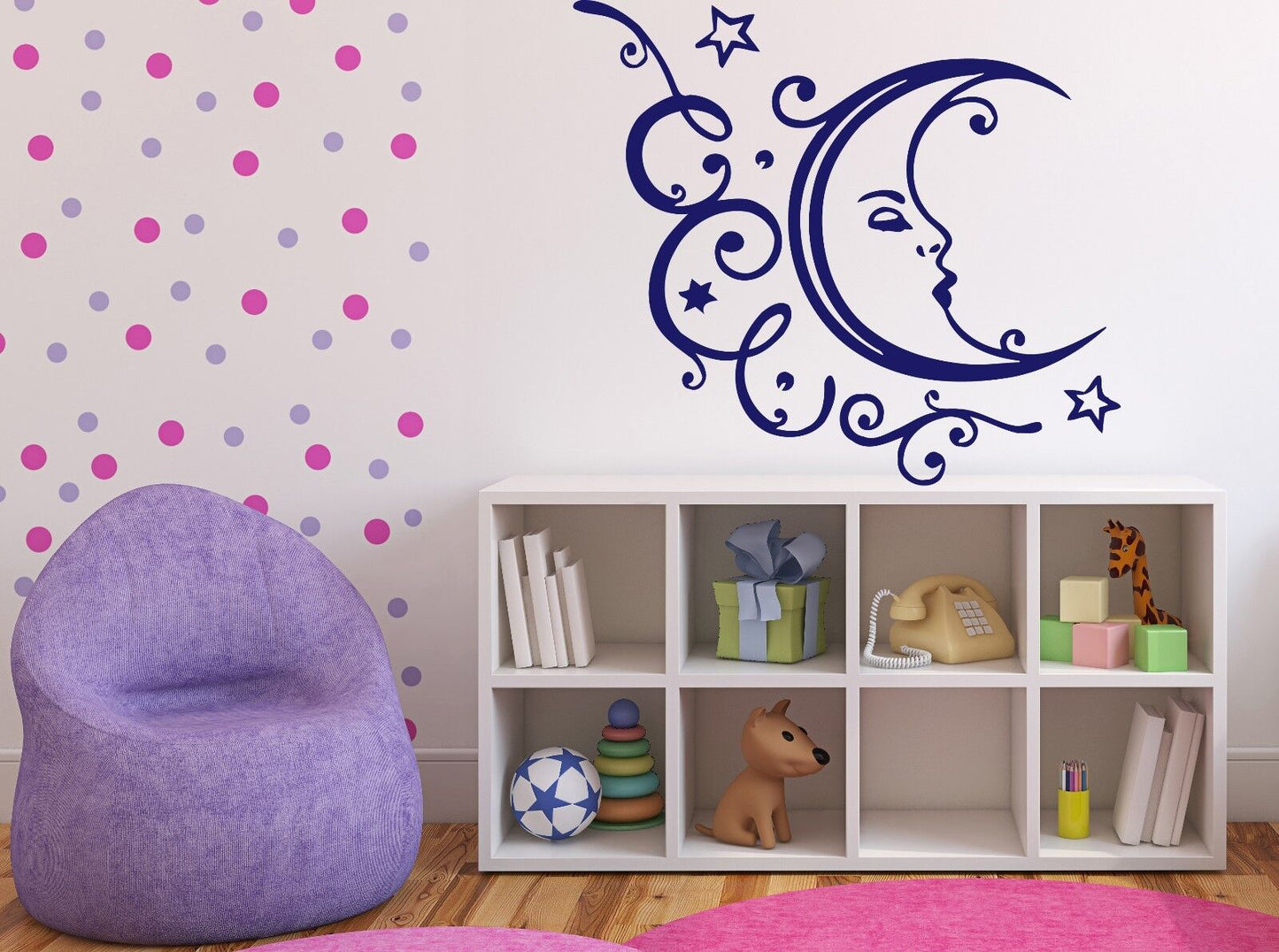 Wall Vinyl Sticker Decal Sleeping Moon Stars Clouds Relaxation Vacation (n211)