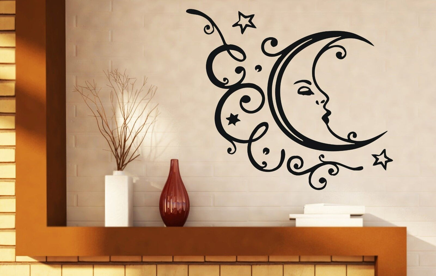 Wall Vinyl Sticker Decal Sleeping Moon Stars Clouds Relaxation Vacation (n211)