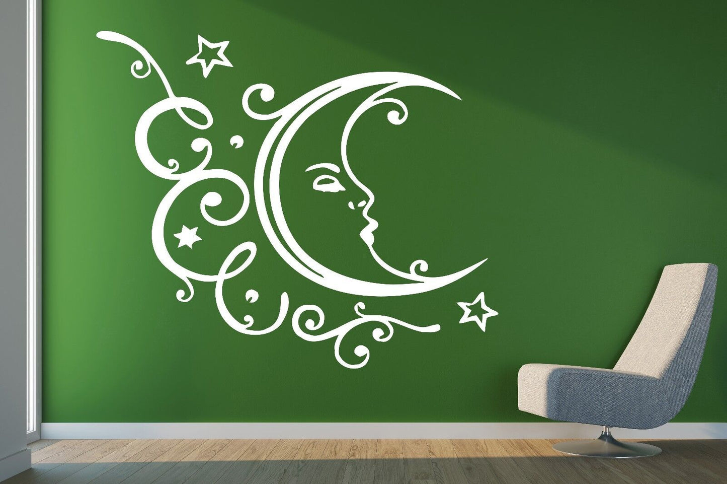 Wall Vinyl Sticker Decal Sleeping Moon Stars Clouds Relaxation Vacation (n211)