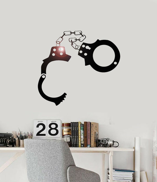 Handcuffs Wall Stickers Police Sheriff Mafia Crime Vinyl Decal (ig1573)