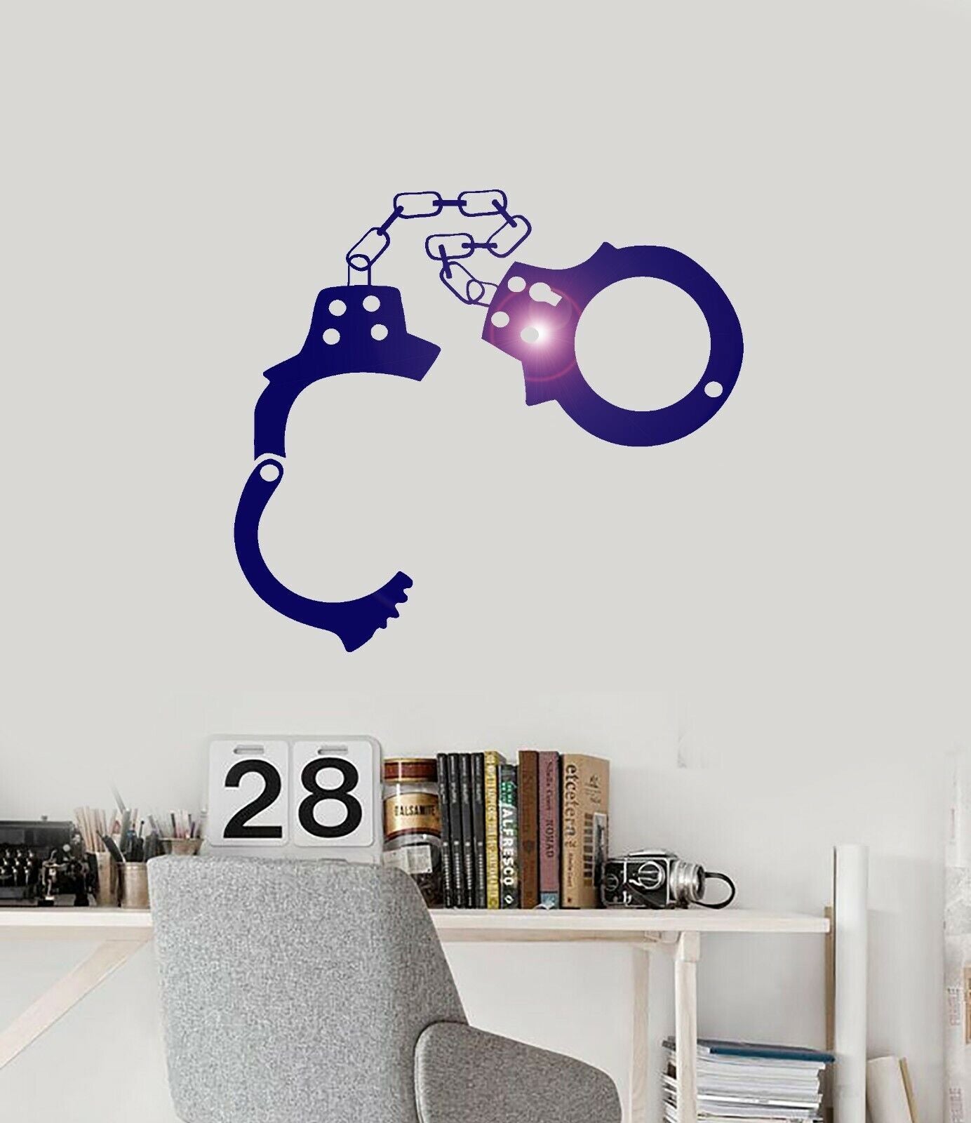 Handcuffs Wall Stickers Police Sheriff Mafia Crime Vinyl Decal (ig1573)