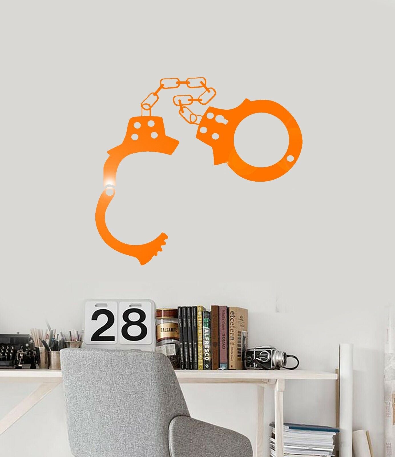 Handcuffs Wall Stickers Police Sheriff Mafia Crime Vinyl Decal (ig1573)