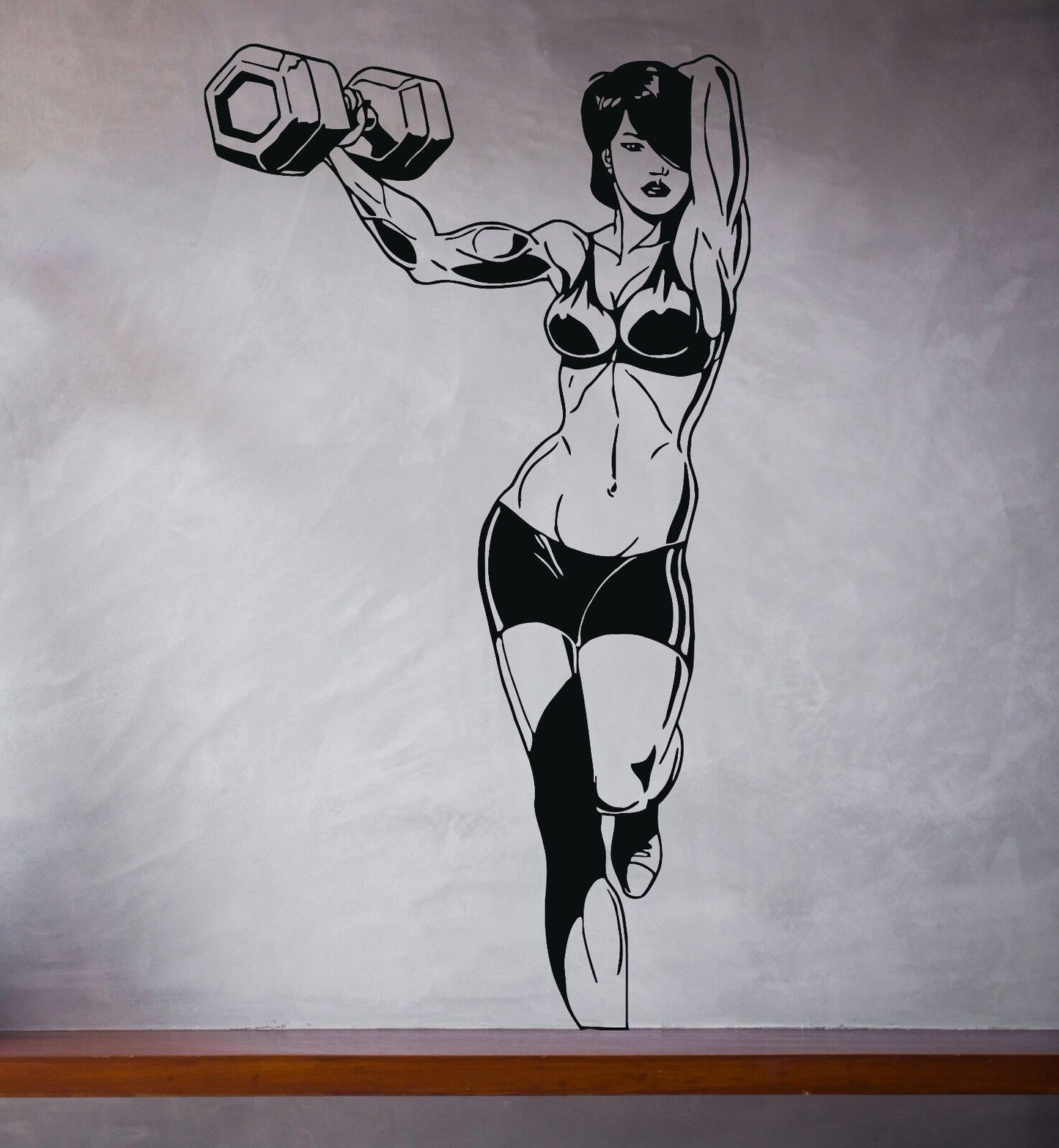 Autocollant mural en vinyle Miss Beautiful Fitness, haltères musculaires, Figure Force (n218)