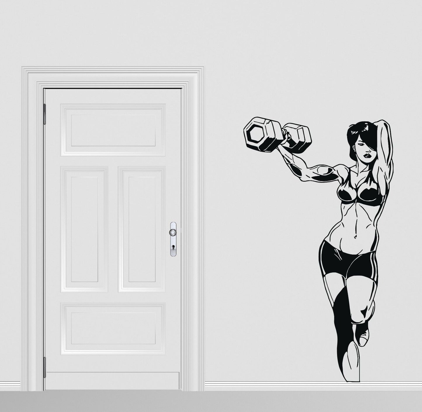 Wall Vinyl Sticker Miss Beautiful Fitness Muscle Dumbbells Figure Force (n218)