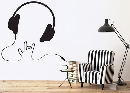 Wall Vinyl Sticker Decor Headphone Wire Listen to Music Sing Dance (n224)