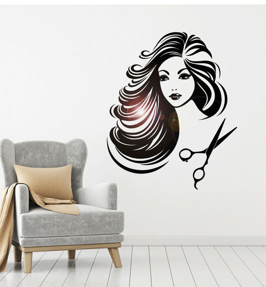 Autocollant mural en vinyle pour Salon de coiffure, barbier, styliste de beauté (ig2097)