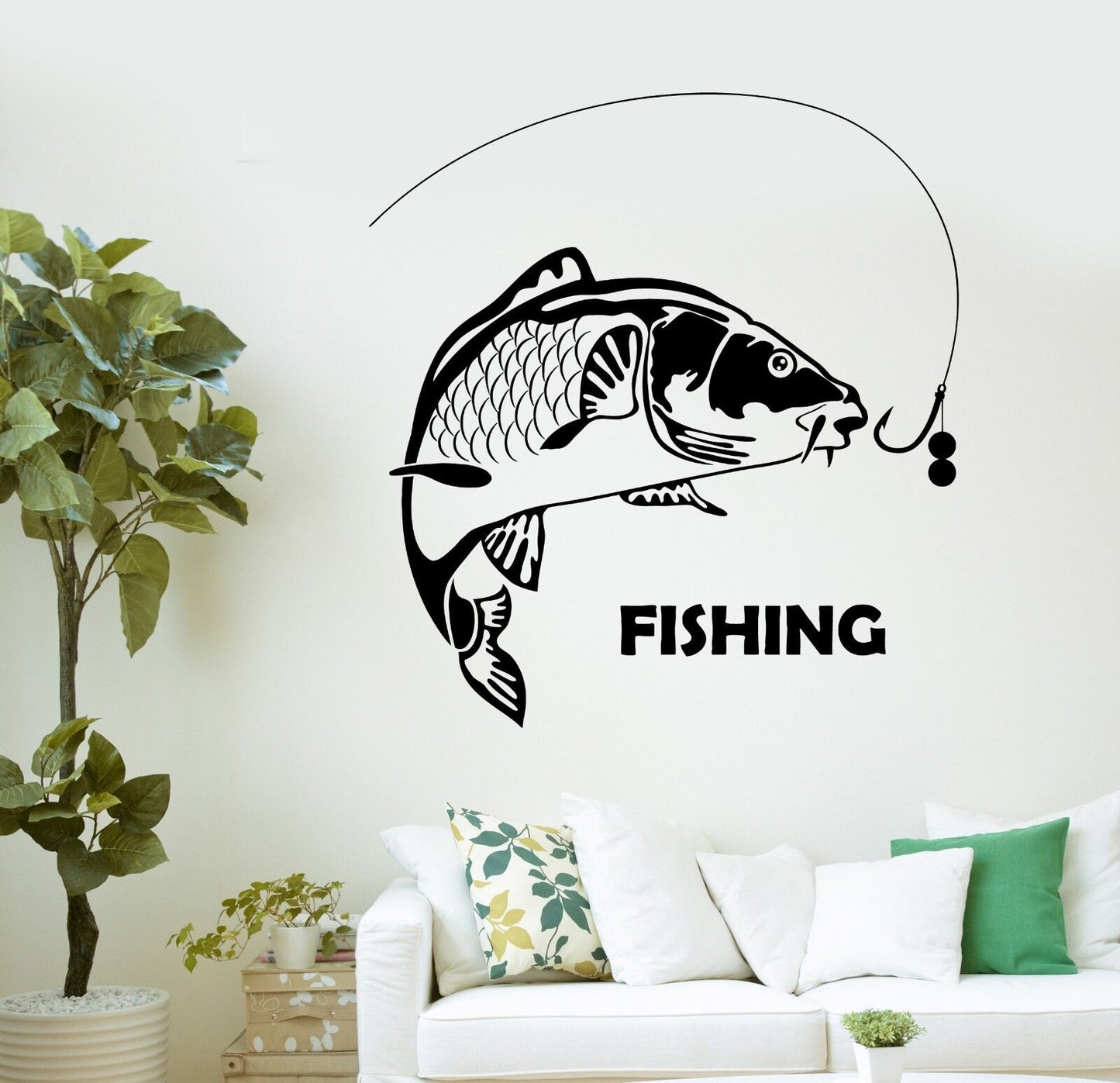 Wall Stickers Fish Fishing Rod Hobbies Men Vinyl Mural Stickers (ig2103)