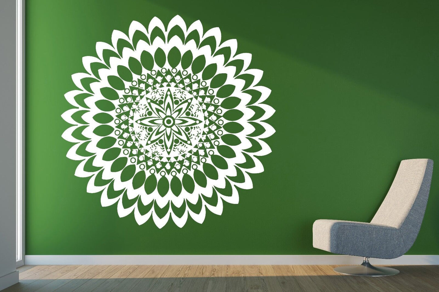 Autocollant mural en vinyle, cercle de Mandala, décoration florale de méditation (n228)