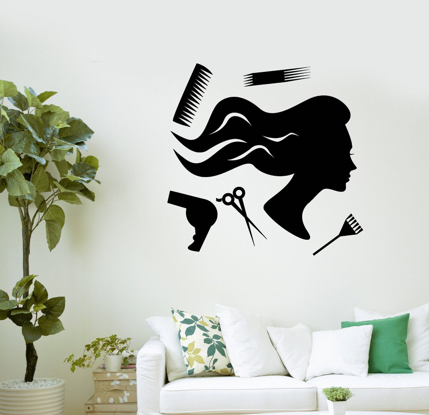 Vinyl Wall Decal Beauty Salon Tools Hair Hairdresser Stylist Mural  (ig2114)