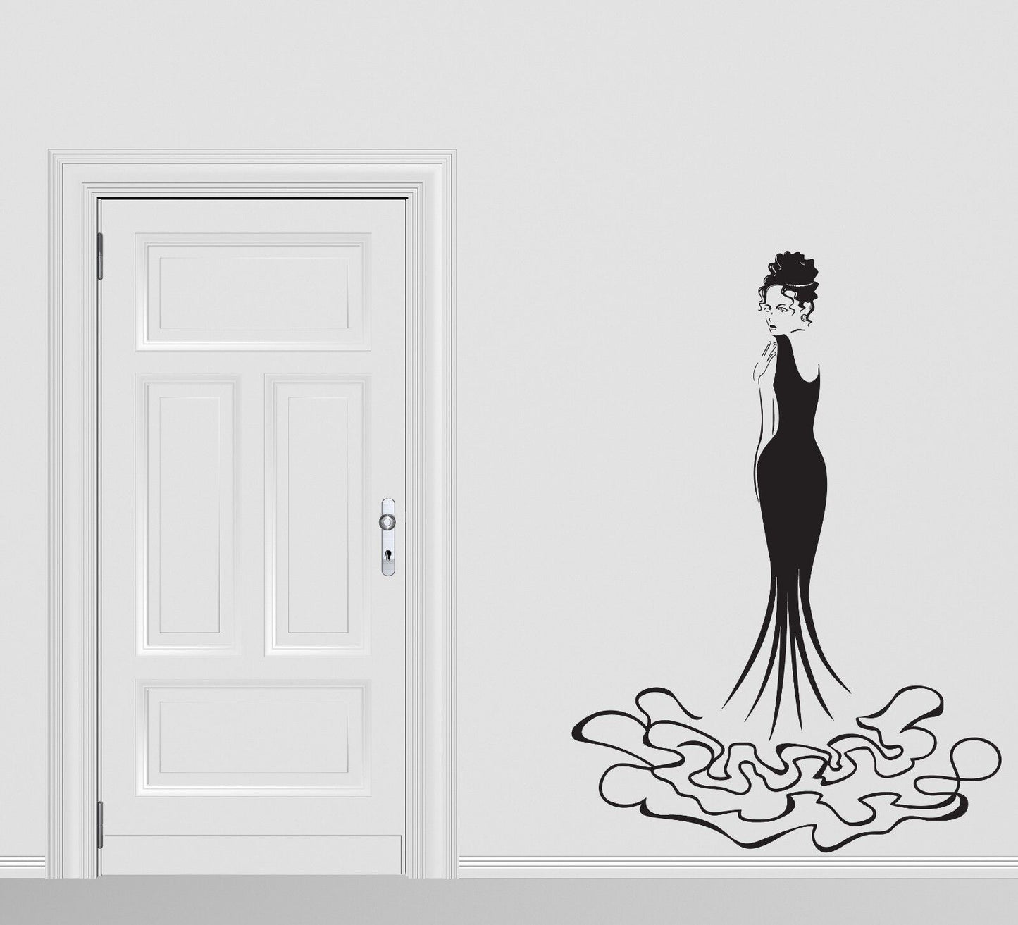 Wall Sticker Vinyl Decor Pretty Harmonous Evening Dress Hairstyle (n235)