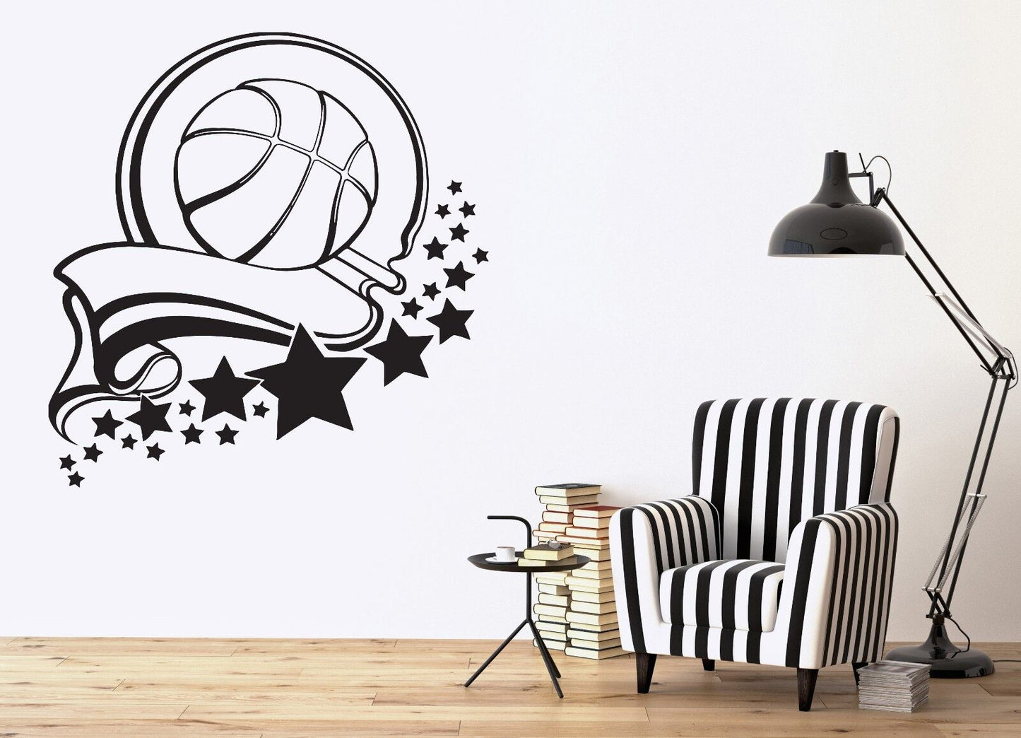 Wall Stickers Vinyl Decal Sport Healthy Basketball Victory Ribbon Stars (n236)