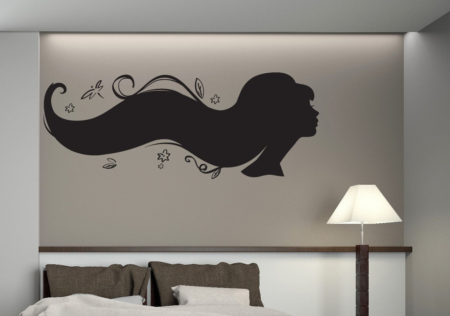 Wandtattoo/Wandaufkleber, Vinyl, Silhouette, sexy Mädchen, schöne Frisur, Schönheitssalon, n242