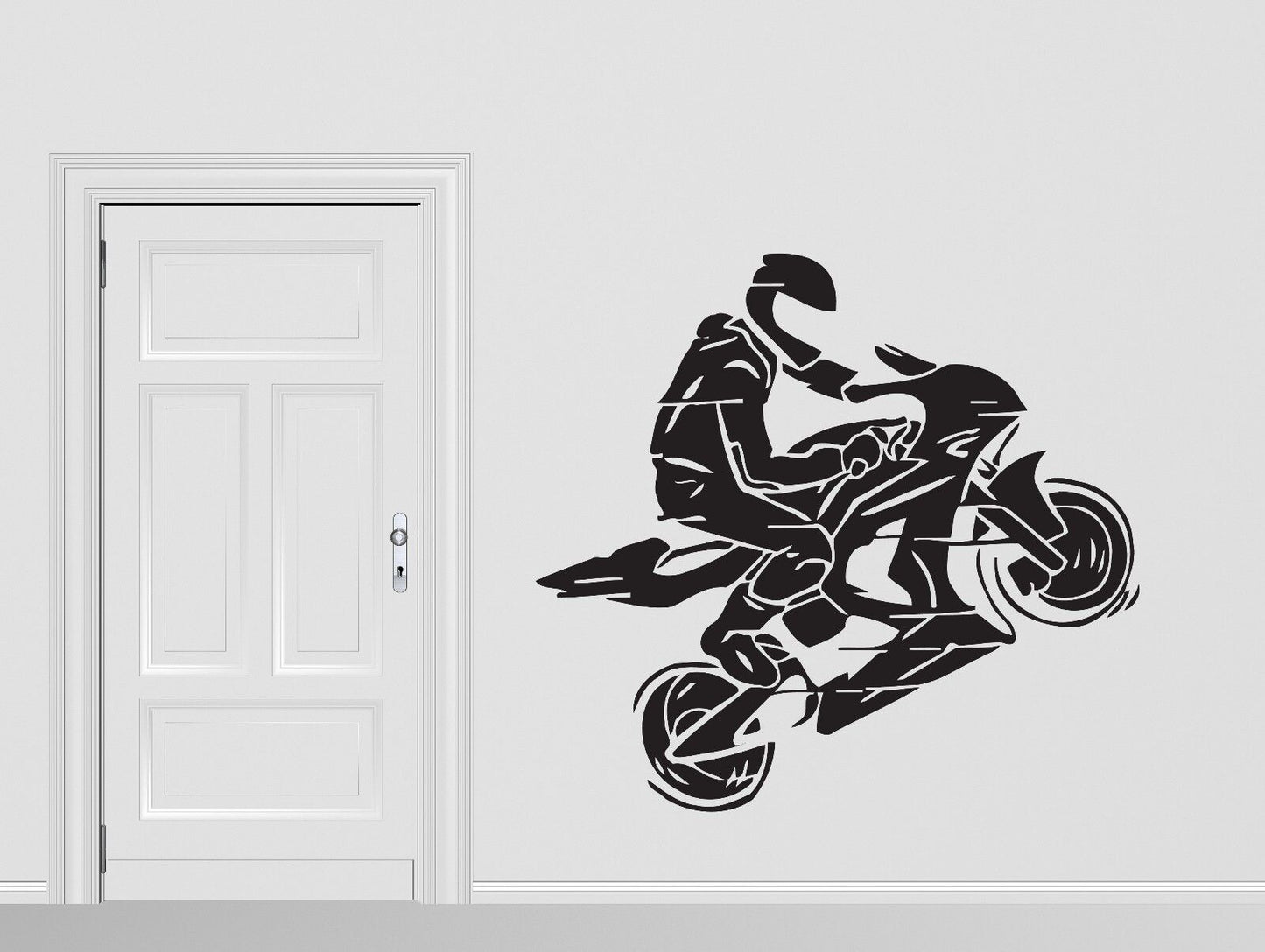 Wall Vinyl Sticker Motorcycle Racer Helmet Jump Motorbike Gloves (n244)