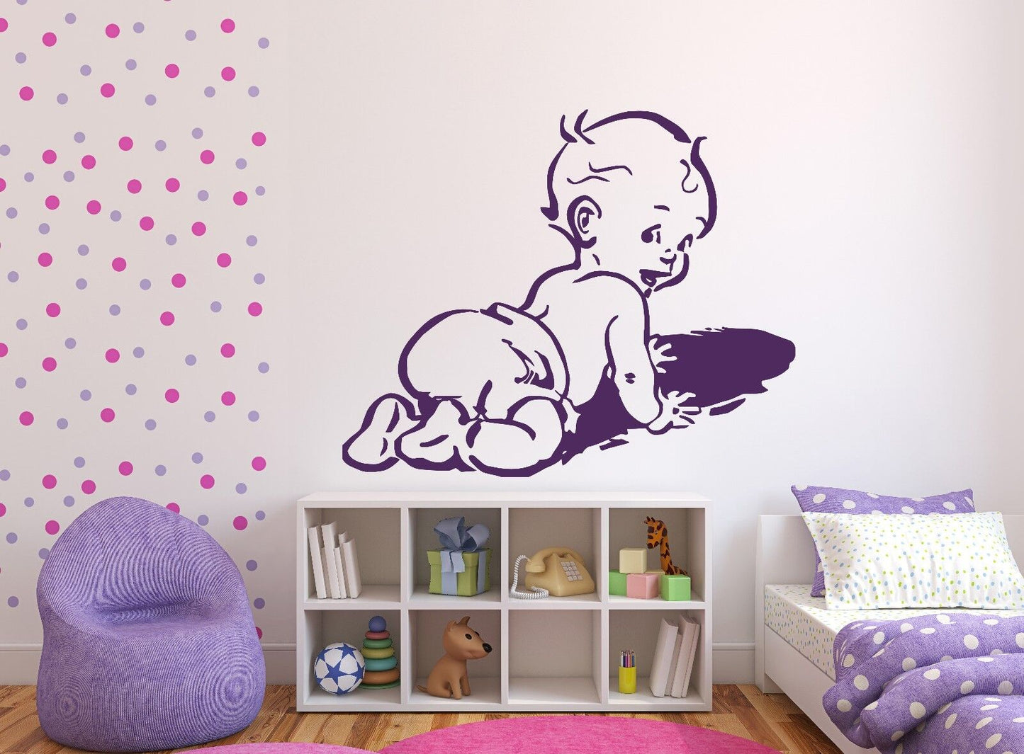 Autocollant mural en vinyle, autocollant mignon et magnifique pour enfant rampant espiègle (n259)