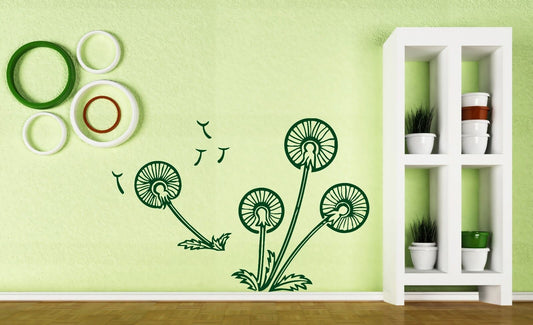 Autocollant mural en vinyle, pissenlit, herbes, casquettes blanches, Parachutes (n274)