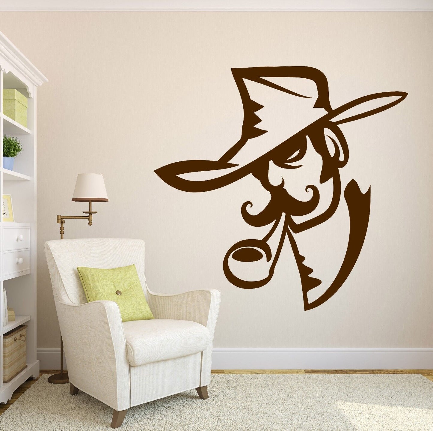 Autocollant mural en vinyle, autocollant de fumeur, chapeau de Cowboy, Tube moustache (n276)