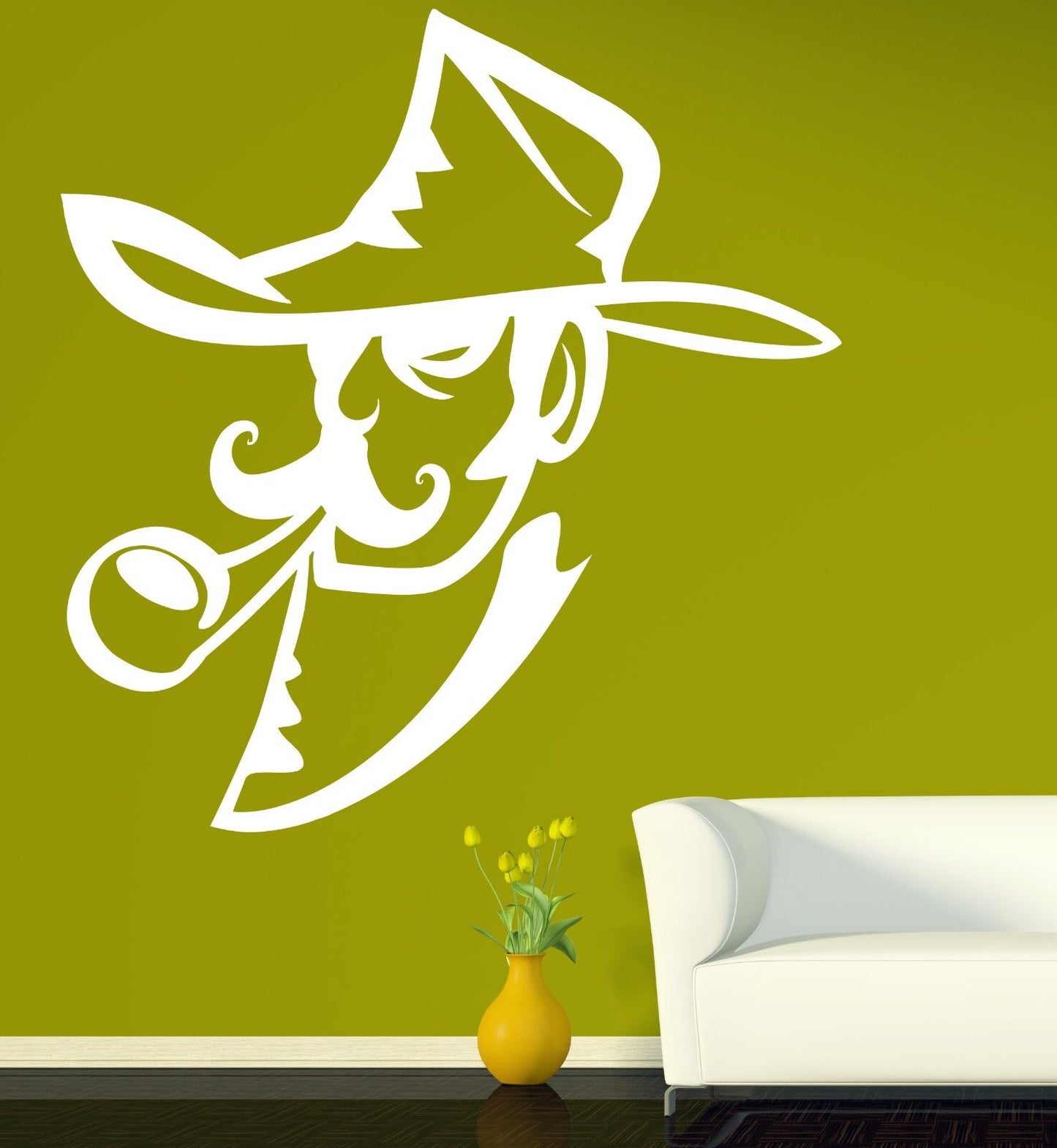 Wall Vinyl Sticker Decal Smoker Cowboy Hat Tube Mustache (n276)