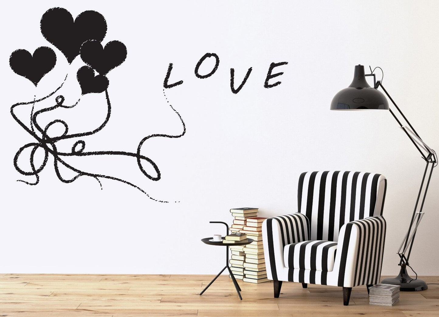 Wall Sticker Vinyl Decal Sign Love Air Balloons Heart Ribbon Bows (n289)