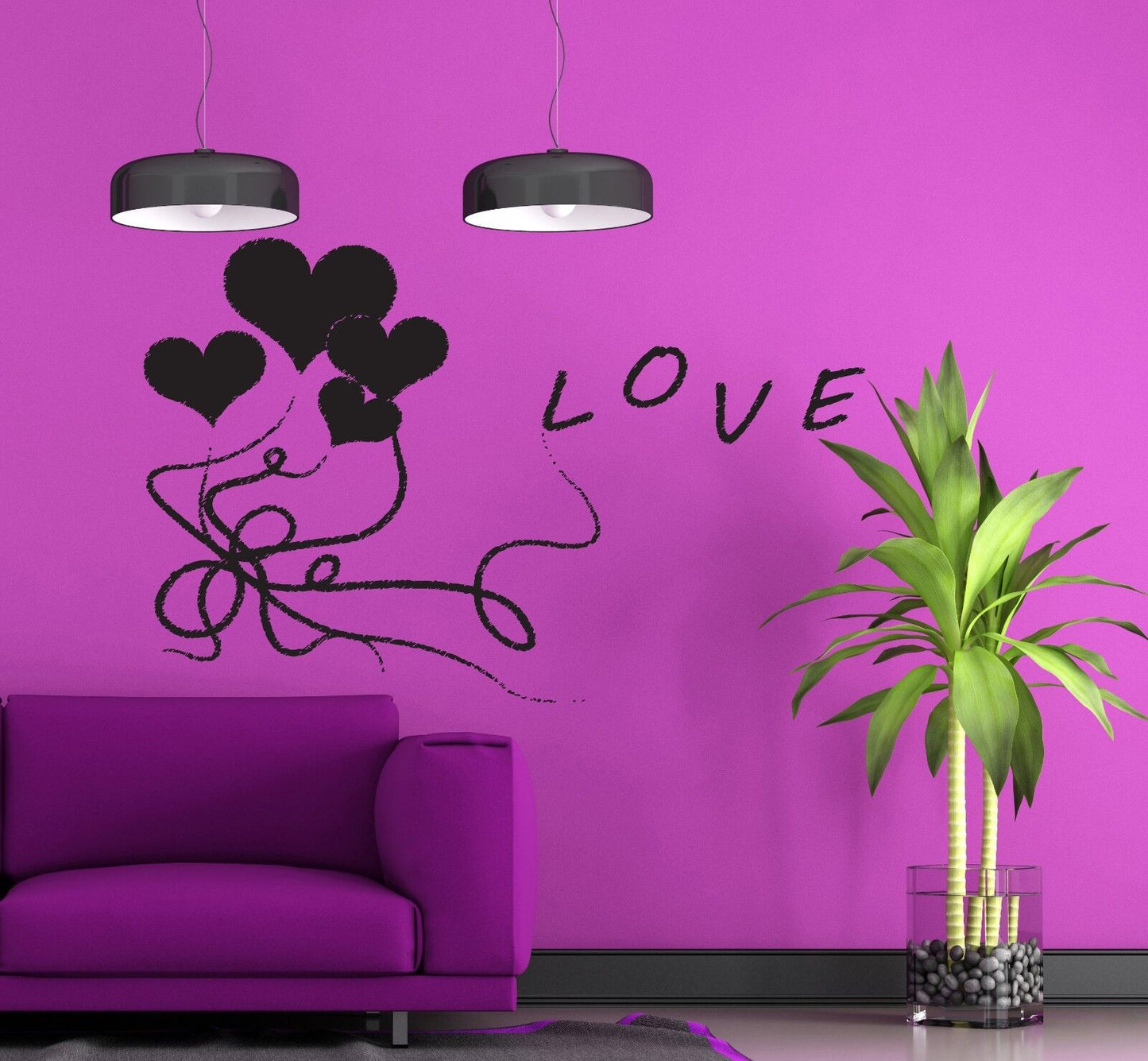 Wall Sticker Vinyl Decal Sign Love Air Balloons Heart Ribbon Bows (n289)