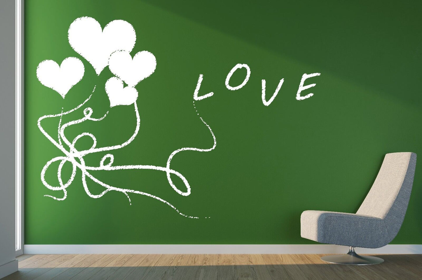 Wall Sticker Vinyl Decal Sign Love Air Balloons Heart Ribbon Bows (n289)