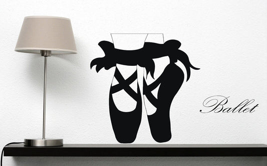 Autocollant mural en vinyle, chaussures de pointe de Ballet, jambes fines, nœuds de danse (n296)