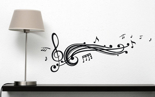 Autocollant mural en vinyle pour lire des Notes de partition de musique, décor de clé de sol (n310)