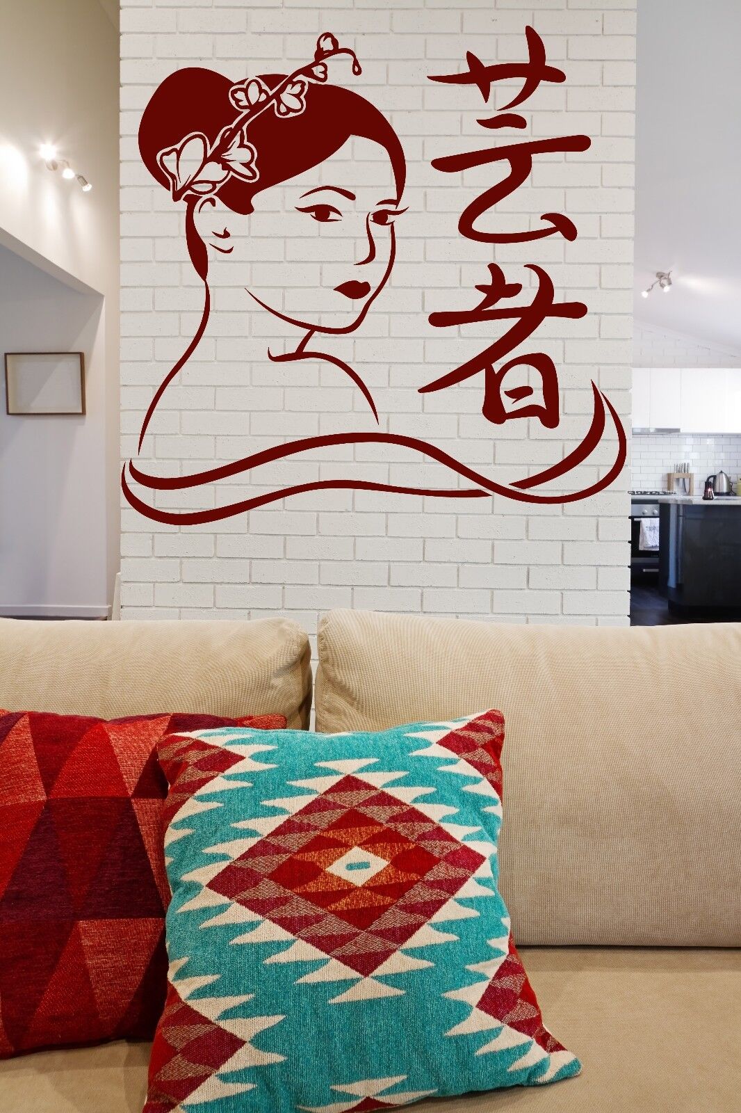 Wall Vinyl Sticker Beauty Salon Oriental Woman Beautiful Sakura Branch  (n312)