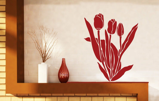 Wall Vinyl Sticker Decal Gift Bouquet of Tulips Beautiful Spring Flowers (n330)