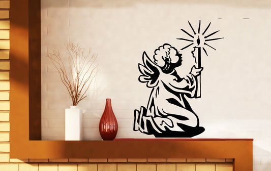 Wall Vinyl Sticker Decal Angel With Wings Christmas Star Light Miraculous (n335)