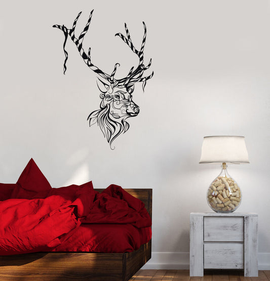 Vinyl Decal Christmas Deer Animal Reindeer Tribal Wall Stickers Mural (ig2122)