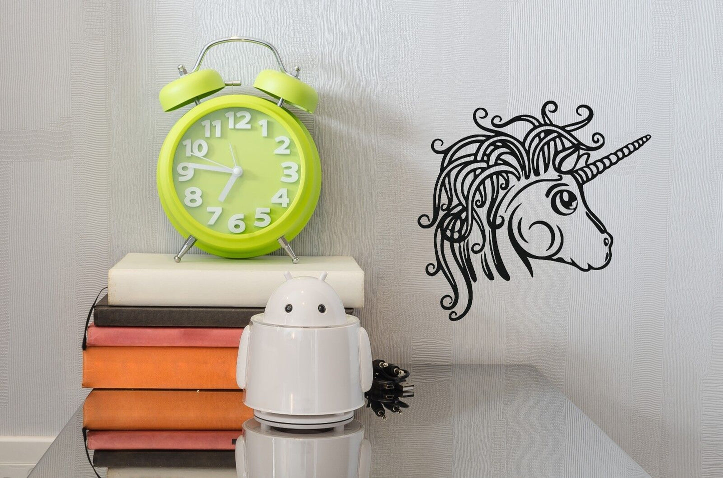 Wall Vinyl Sticker Animation Cute Unicorn Head Muzzle Luxurious Mane (n362)