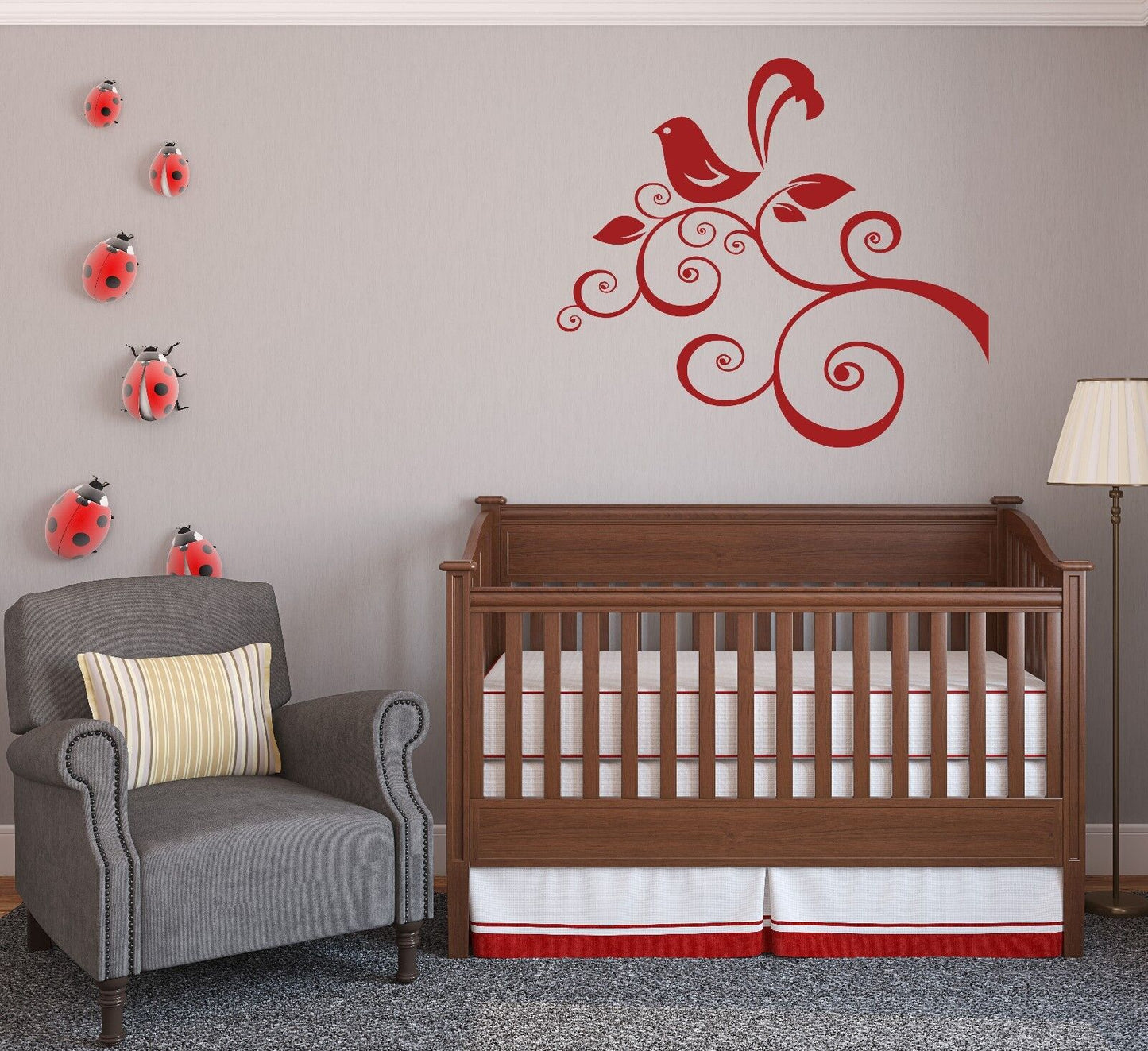 Wall Vinyl Sticker Beautiful Paradise Bird Branch Classic Style Decor  (n363)