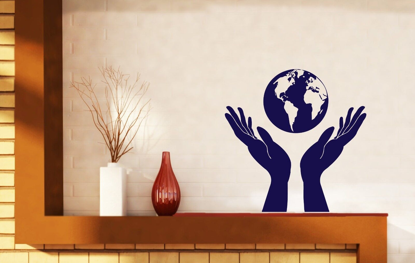 Wall Vinyl Sticker Decal Hands Holding a Globe People Protect Earth (n366)