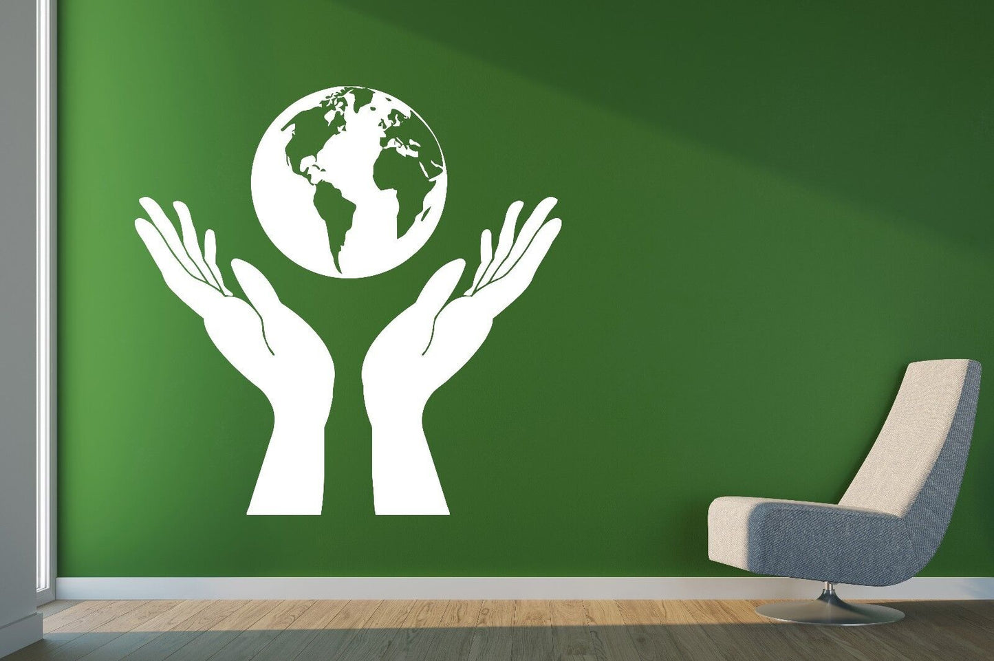 Wall Vinyl Sticker Decal Hands Holding a Globe People Protect Earth (n366)