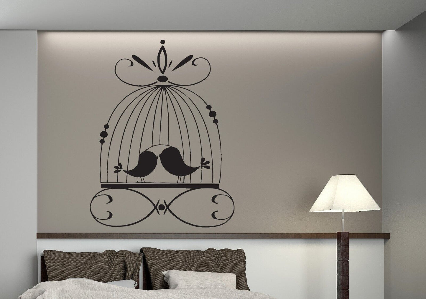 Wall Sticker Love Birds Paradisiacal Beautiful Cage Vinyl Decal (n369)