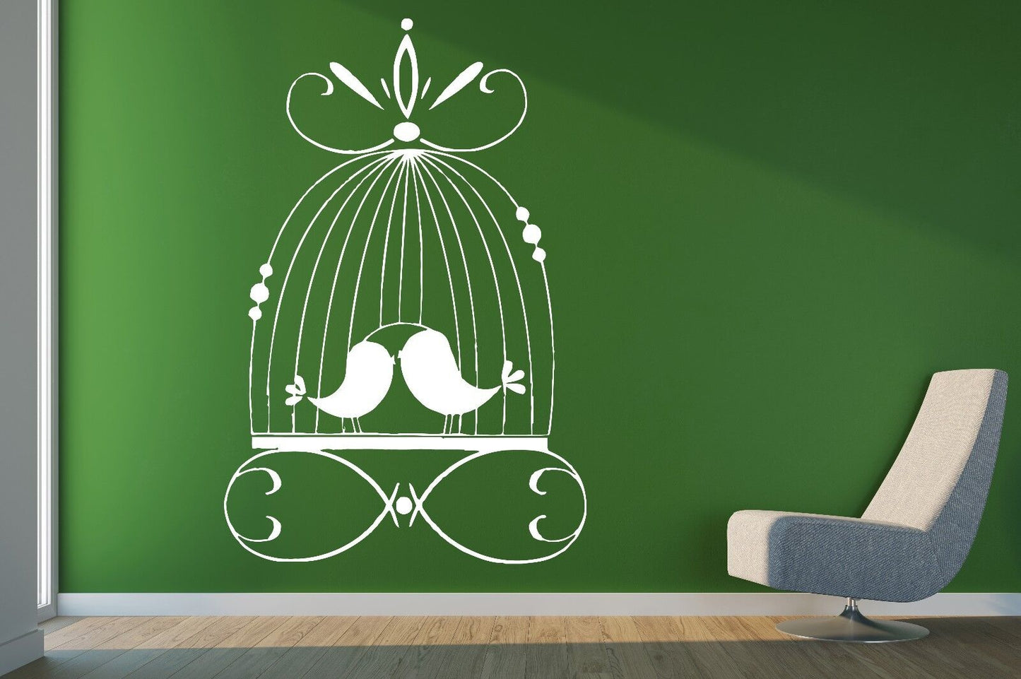 Wall Sticker Love Birds Paradisiacal Beautiful Cage Vinyl Decal (n369)