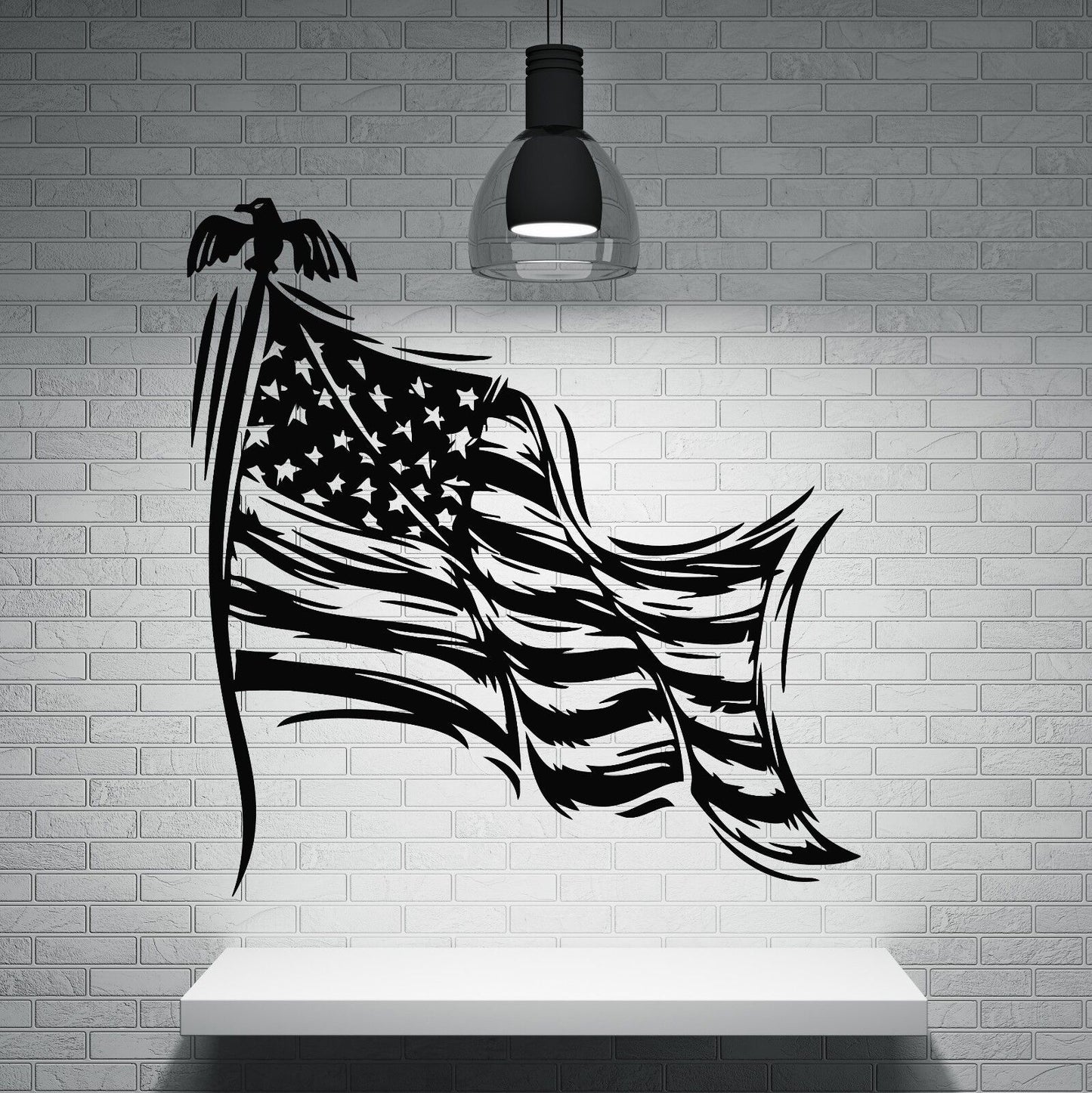 Wandaufkleber mit Sternen und Streifen, Symbol der Staatsflagge der USA, Vinyl-Aufkleber (n370)