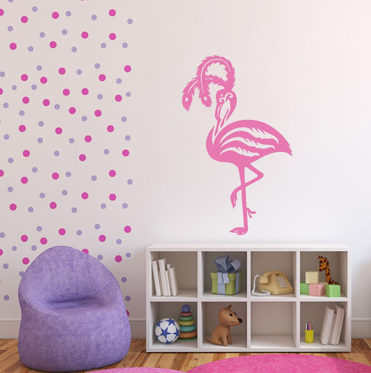 Wall Stickers Pink Flamingo Bird Amazing Long Legs Image Vinyl Decor (n385)