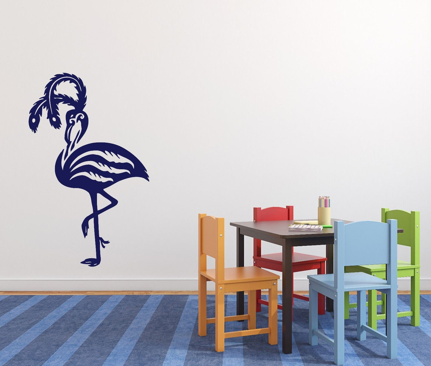 Wall Stickers Pink Flamingo Bird Amazing Long Legs Image Vinyl Decor (n385)