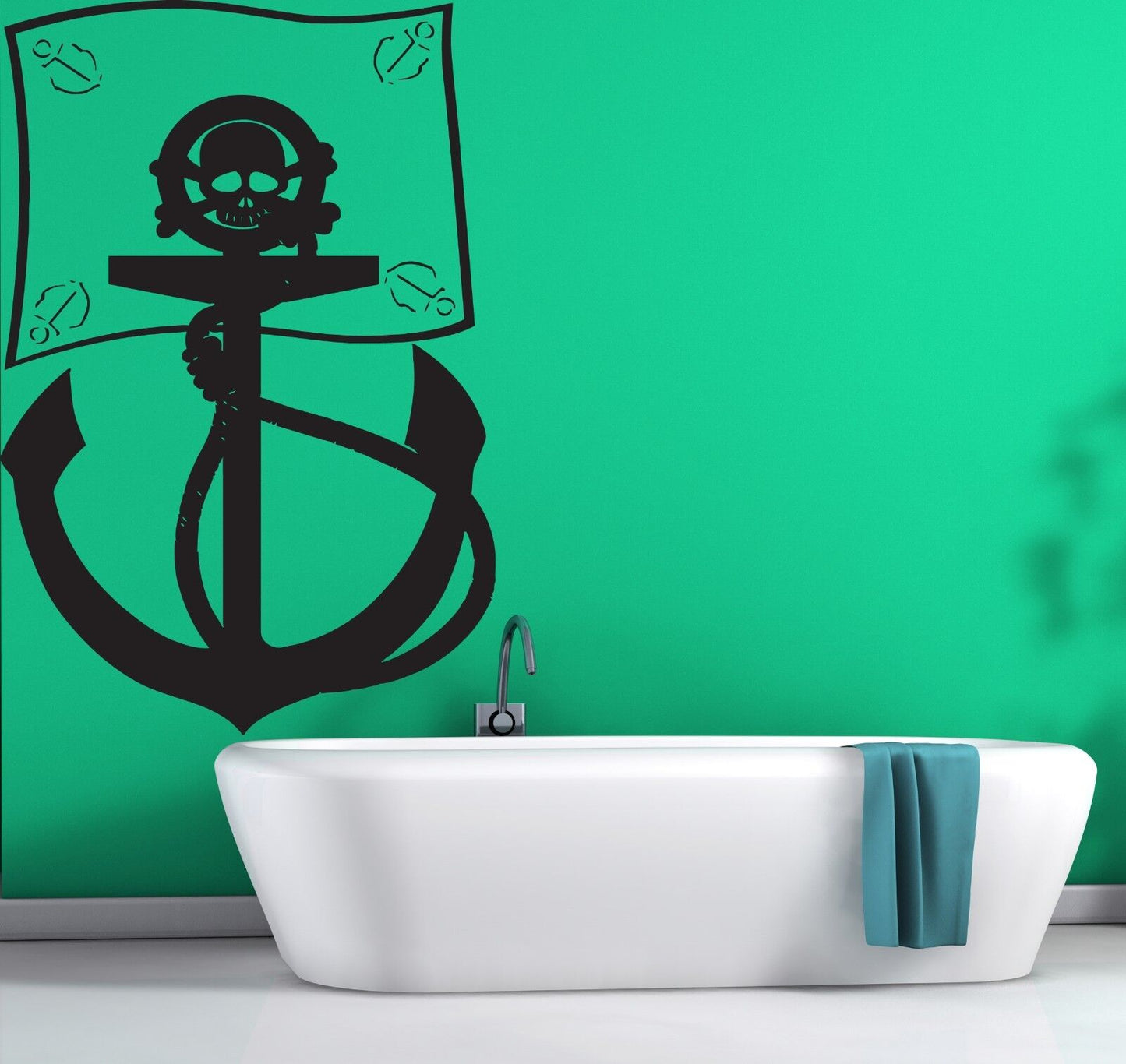 Wall Sticker Vinyl Decal Pirate Flag Sea Bandits Anchor Skull Bones (n389)