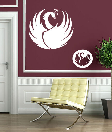 Wall Stickers Animal World Swan Bird Feathers Neck Vinyl Decal (n394)