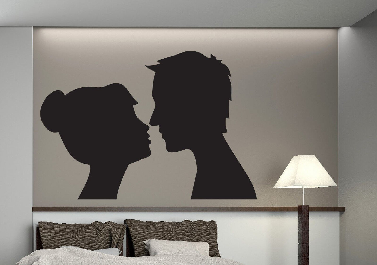 Autocollant mural en vinyle, Silhouette, Couple amoureux, baiser, Romance (n409)