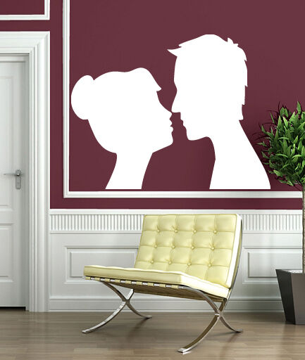 Wall Sticker Vinyl Decal Silhouette Loving Couple Kiss Romance (n409)