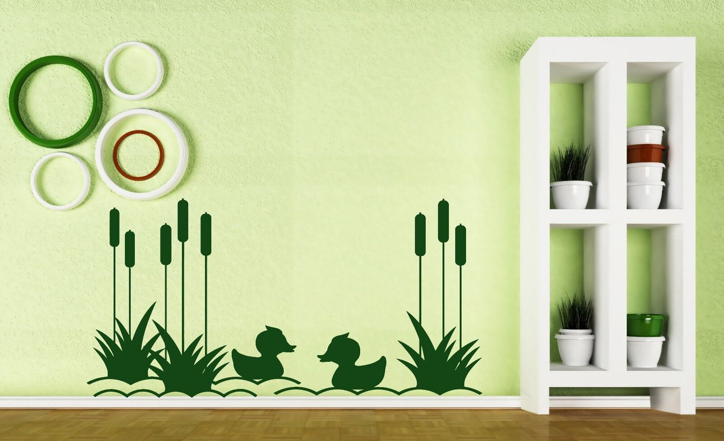 Wall Vinyl Sticker Decor Cute Ducks Quack Quack Grass Pond Reeds (n419)