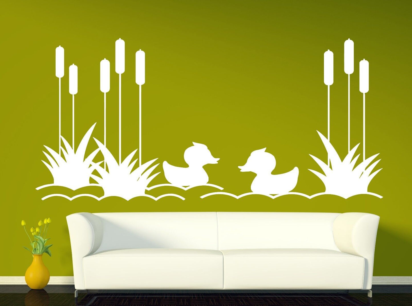 Wall Vinyl Sticker Decor Cute Ducks Quack Quack Grass Pond Reeds (n419)