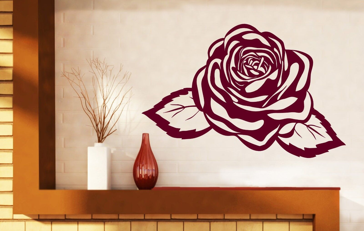 Autocollant mural en vinyle Chic et élégant, odeur de bouton de rose énorme (n422)