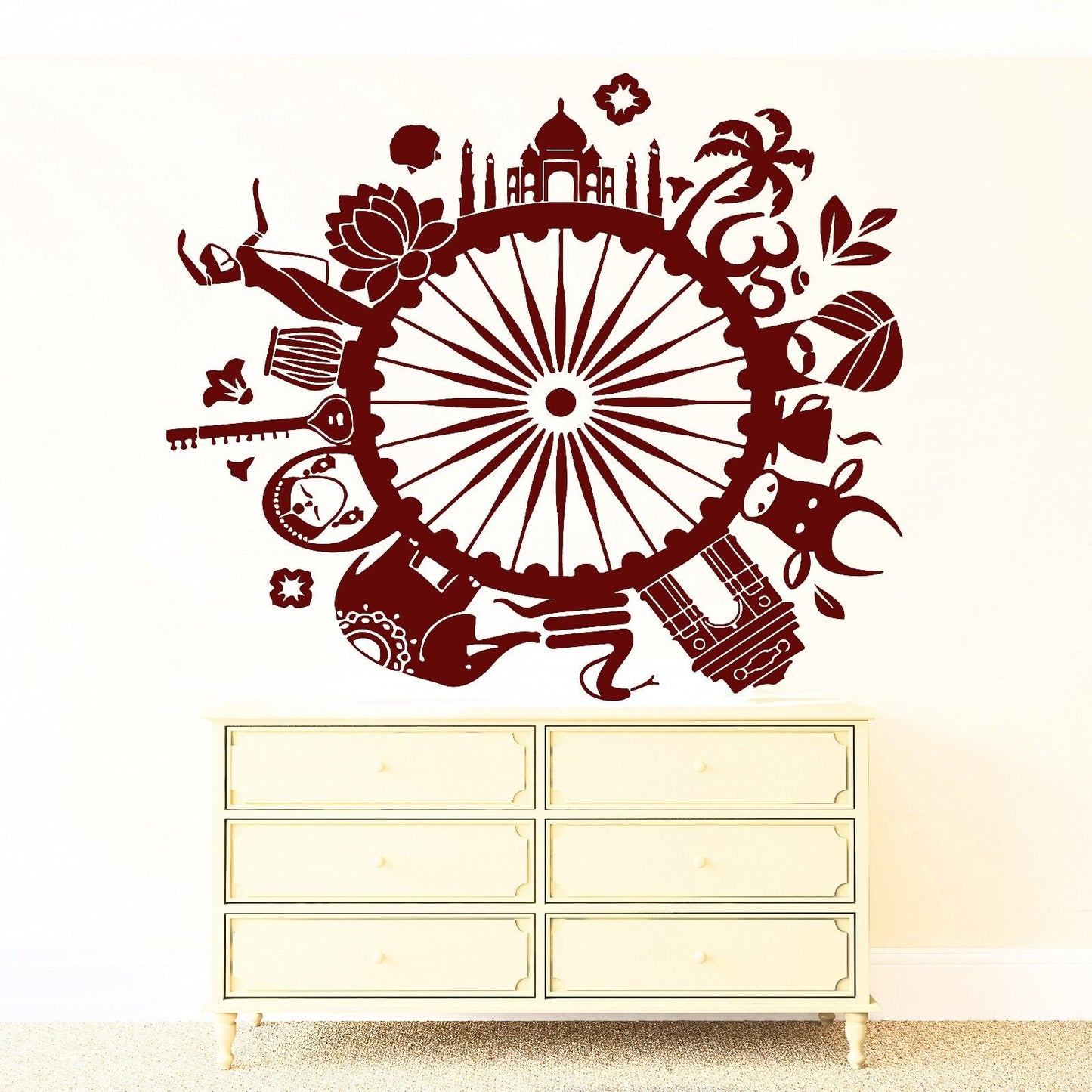 Wall Stickers Symbols Indian Culture People Plants Animals Vinyl Decal (n431)