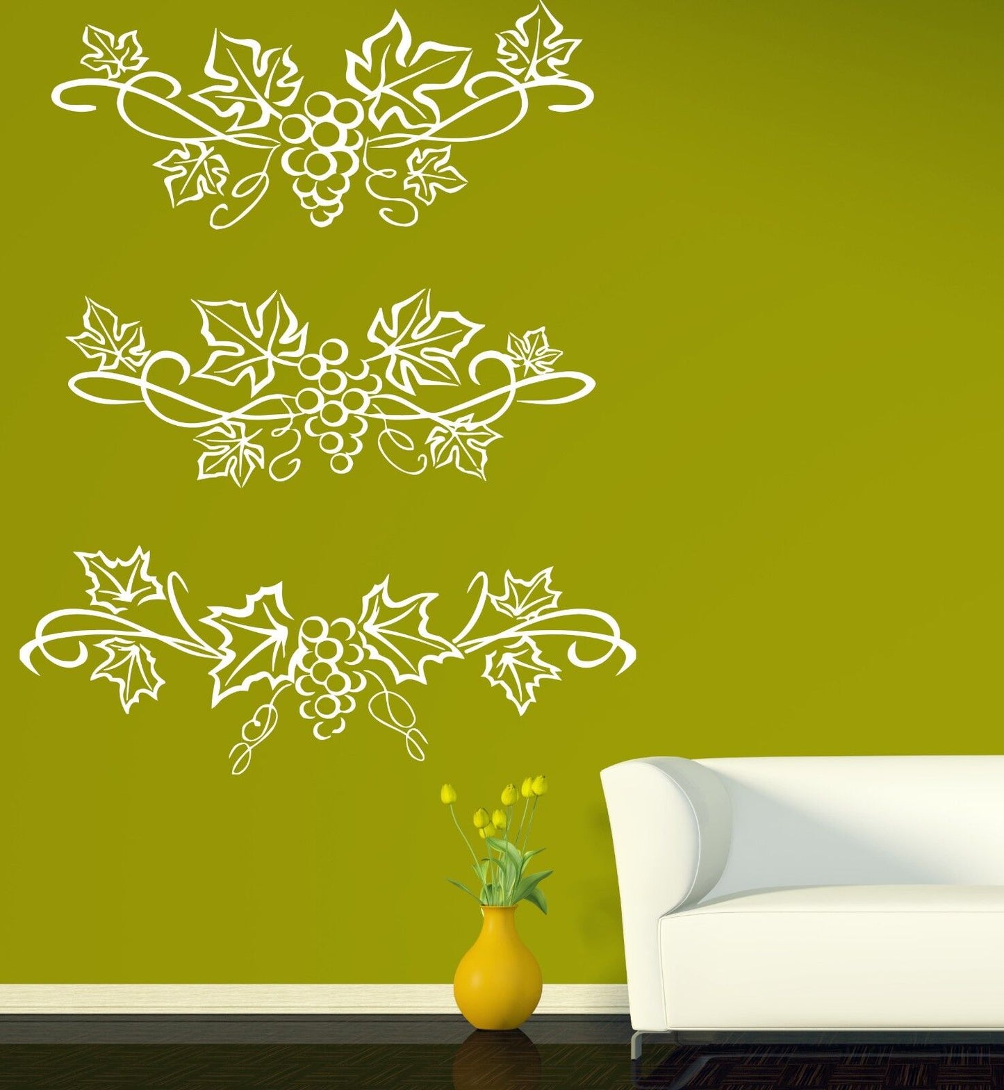 Wall Sticker Beautiful Patterns Grape Leaves and Berries Vinyl Decal (n434)