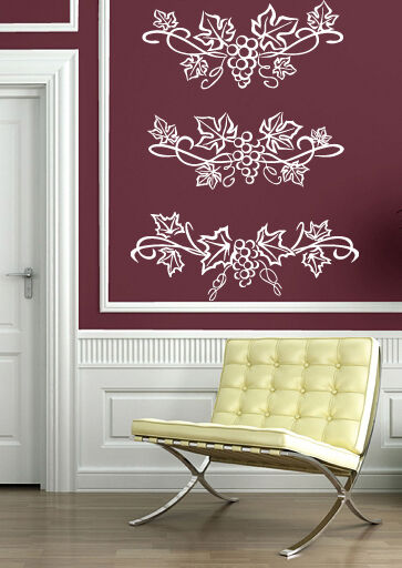 Wall Sticker Beautiful Patterns Grape Leaves and Berries Vinyl Decal (n434)