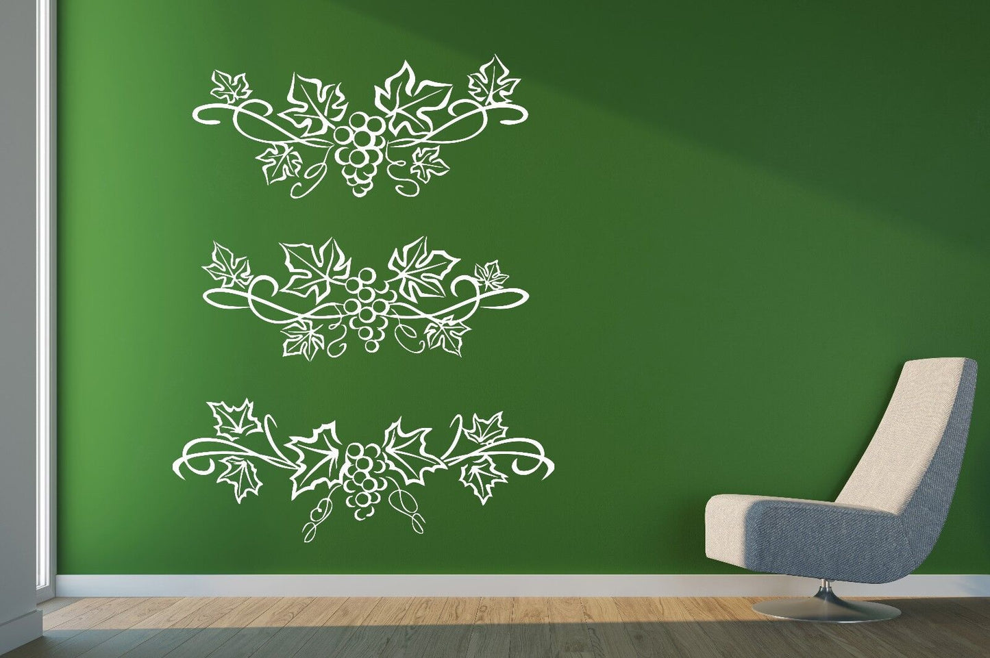 Wall Sticker Beautiful Patterns Grape Leaves and Berries Vinyl Decal (n434)